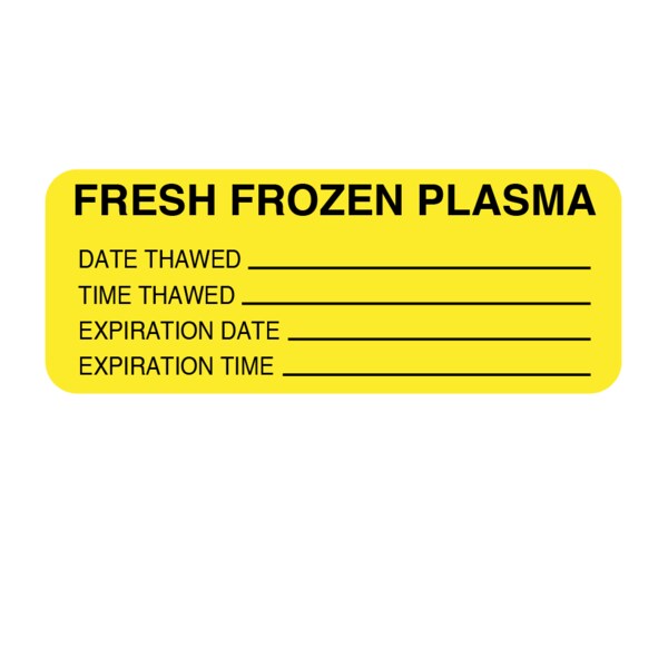 Nevs Label, Fresh Frozen Plasma 7/8" x 2-1/4" Yellow w/ black L-5054Y - main